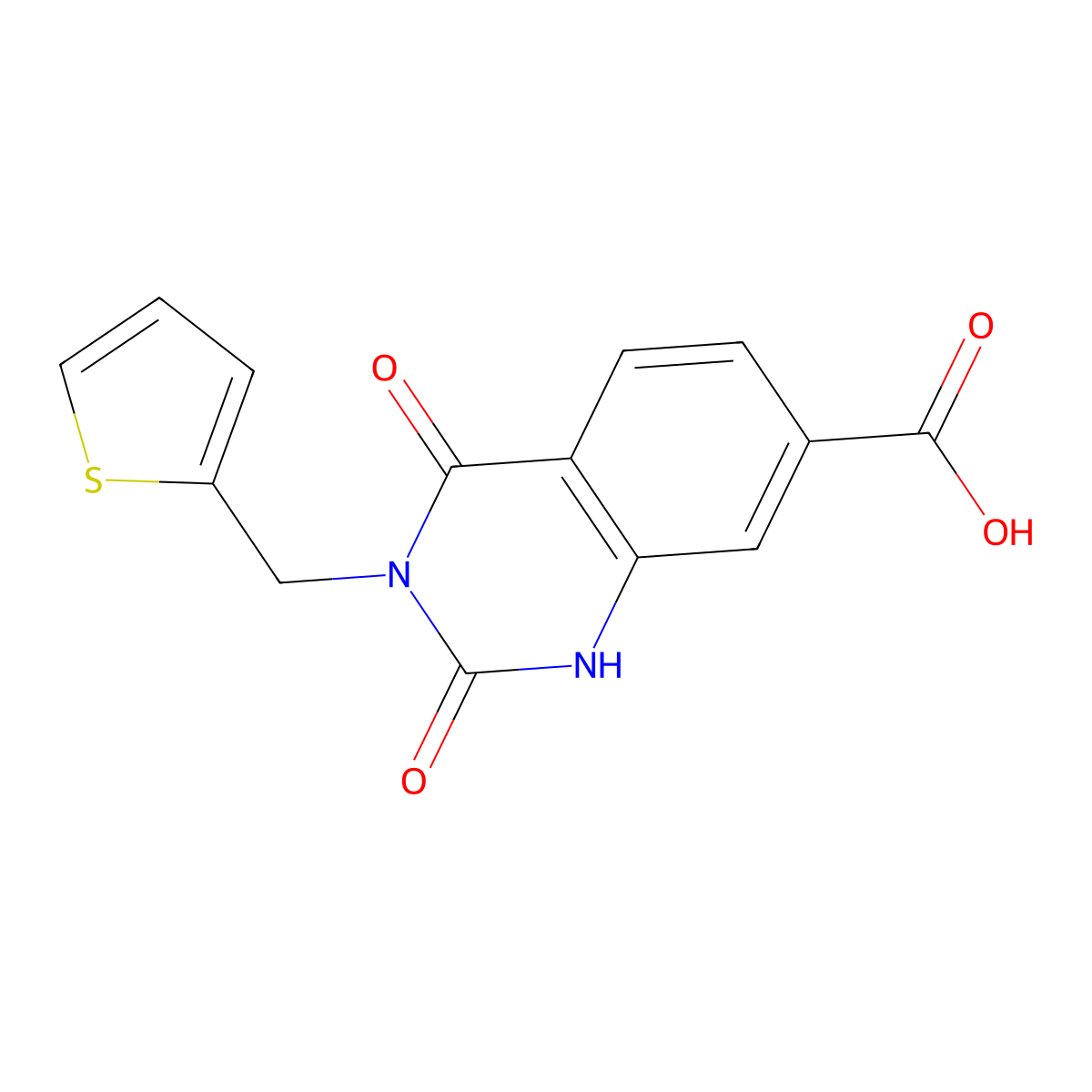 2,4-Dioxo-3-(thiophen-2-ylmethyl)-1,2,3,4-tetrahydroquinazoline-7-carboxylic acid molecular structure, CAS 1232780-68-5
