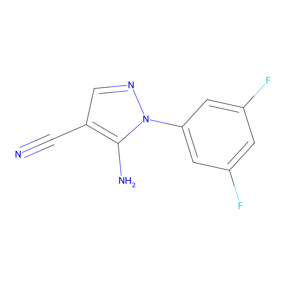 5-amino-1-(3,5-difluorophenyl)-1H-pyrazole-4-carbonitrile molecular structure, CAS 1232780-81-2
