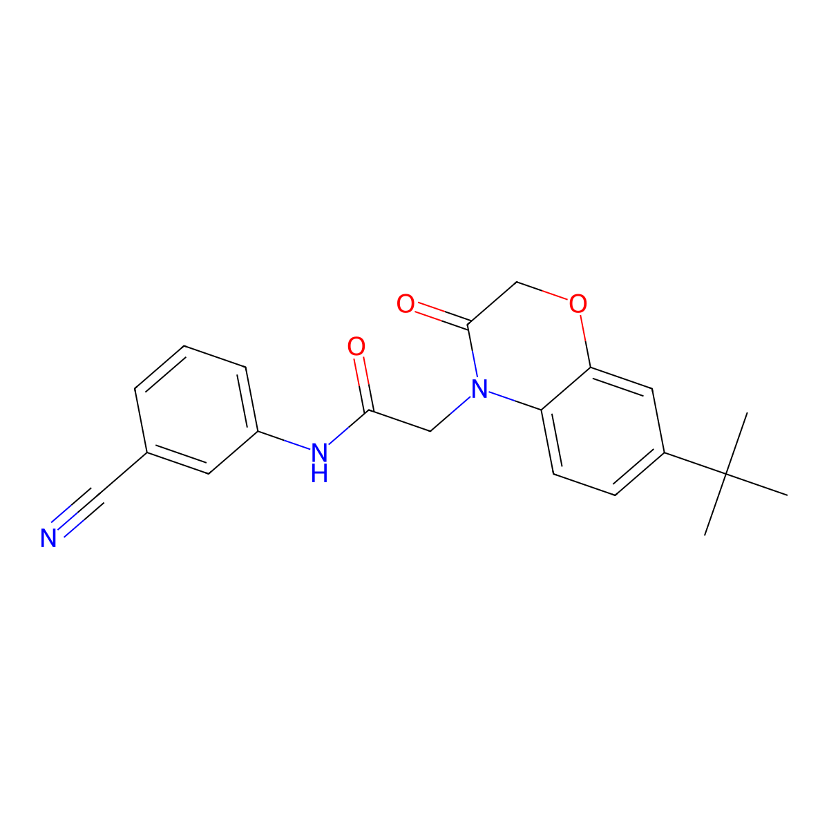 2-(7-tert-butyl-3-oxo-2,3-dihydro-4H-1,4-benzoxazin-4-yl)-N-(3-cyanophenyl)acetamide molecular structure, CAS 1232780-82-3