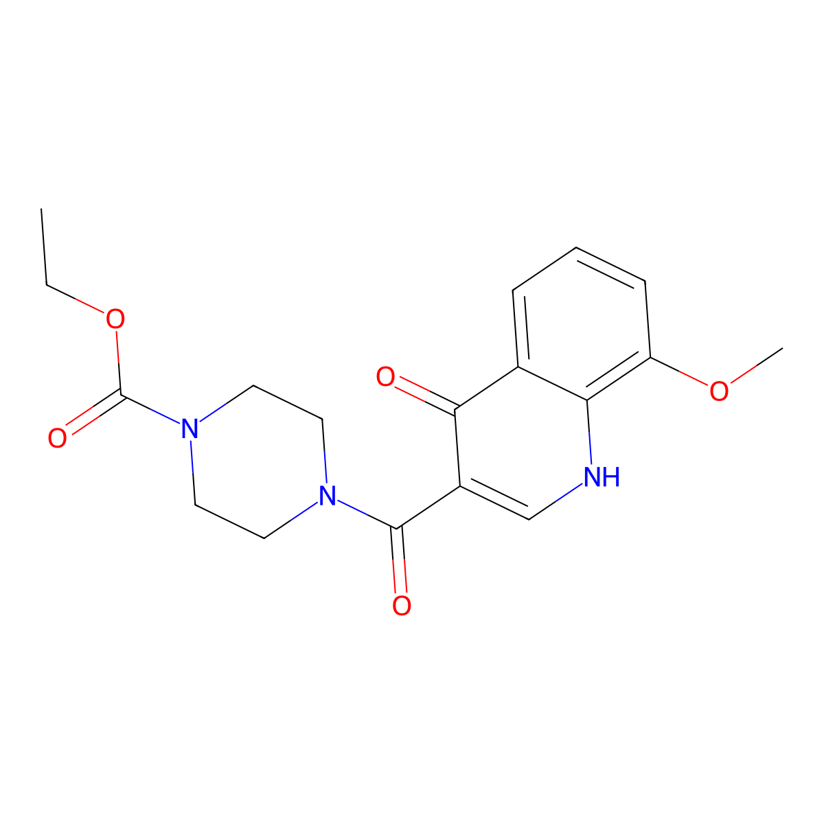 Ethyl 4-[(4-hydroxy-8-methoxyquinolin-3-yl)carbonyl]piperazine-1-carboxylate molecular structure, CAS 1232780-83-4