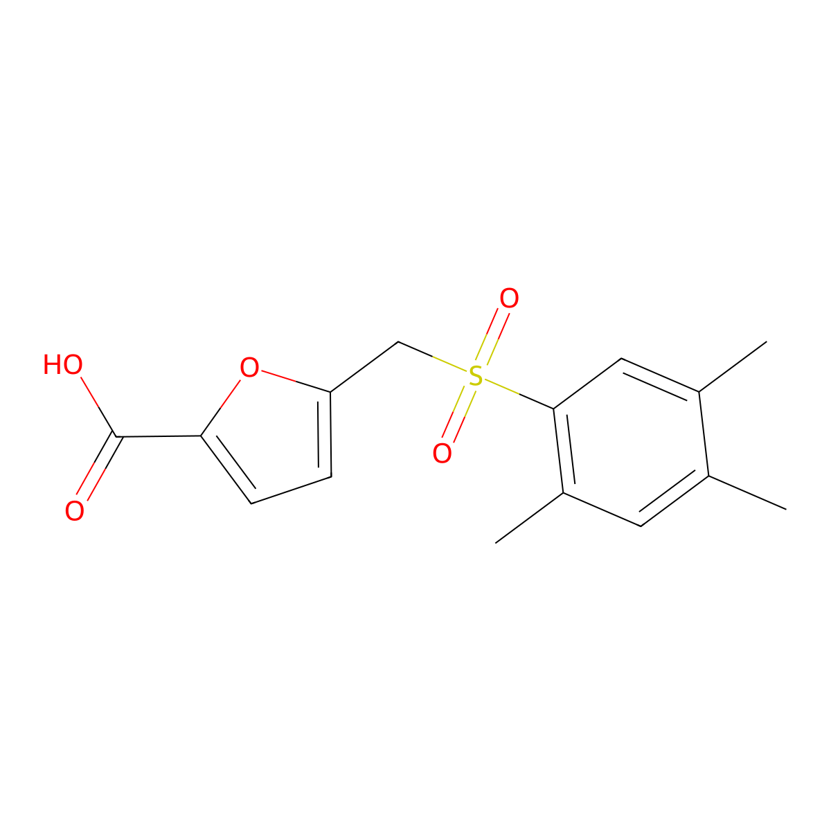 5-{[(2,4,5-Trimethylphenyl)sulfonyl]methyl}furan-2-carboxylic acid molecular structure, CAS 1232780-88-9