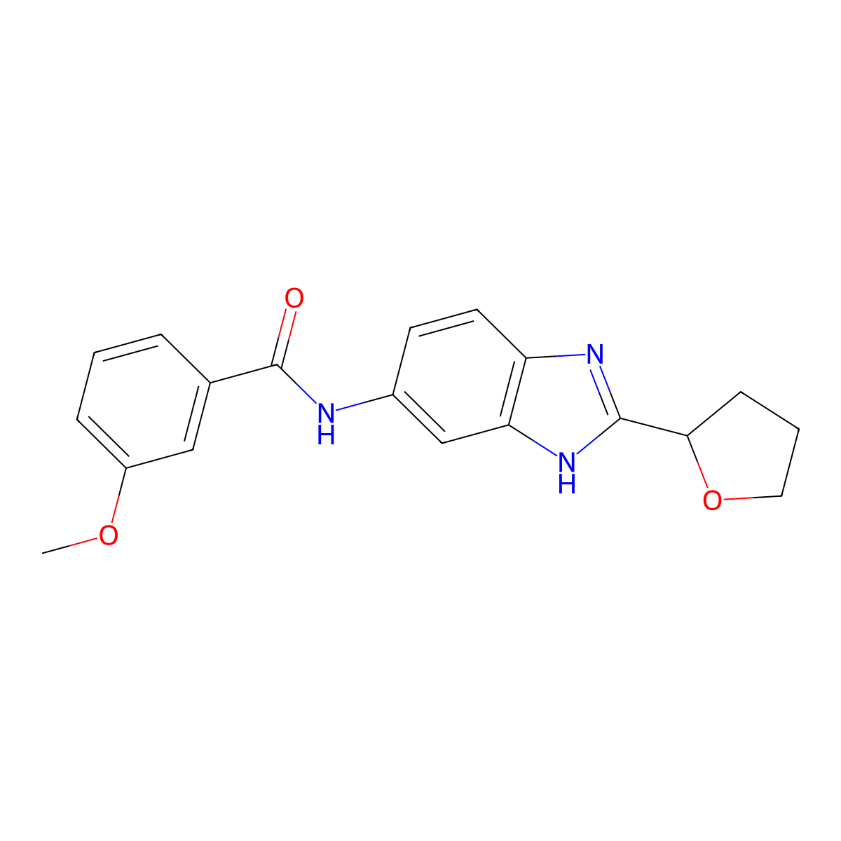 3-methoxy-N-[2-(tetrahydrofuran-2-yl)-1H-benzimidazol-5-yl]benzamide molecular structure, CAS 1232780-90-3