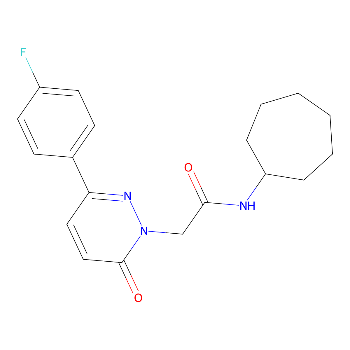 N-cycloheptyl-2-(3-(4-fluorophenyl)-6-oxopyridazin-1(6H)-yl)acetamide molecular structure, CAS 1232781-10-0