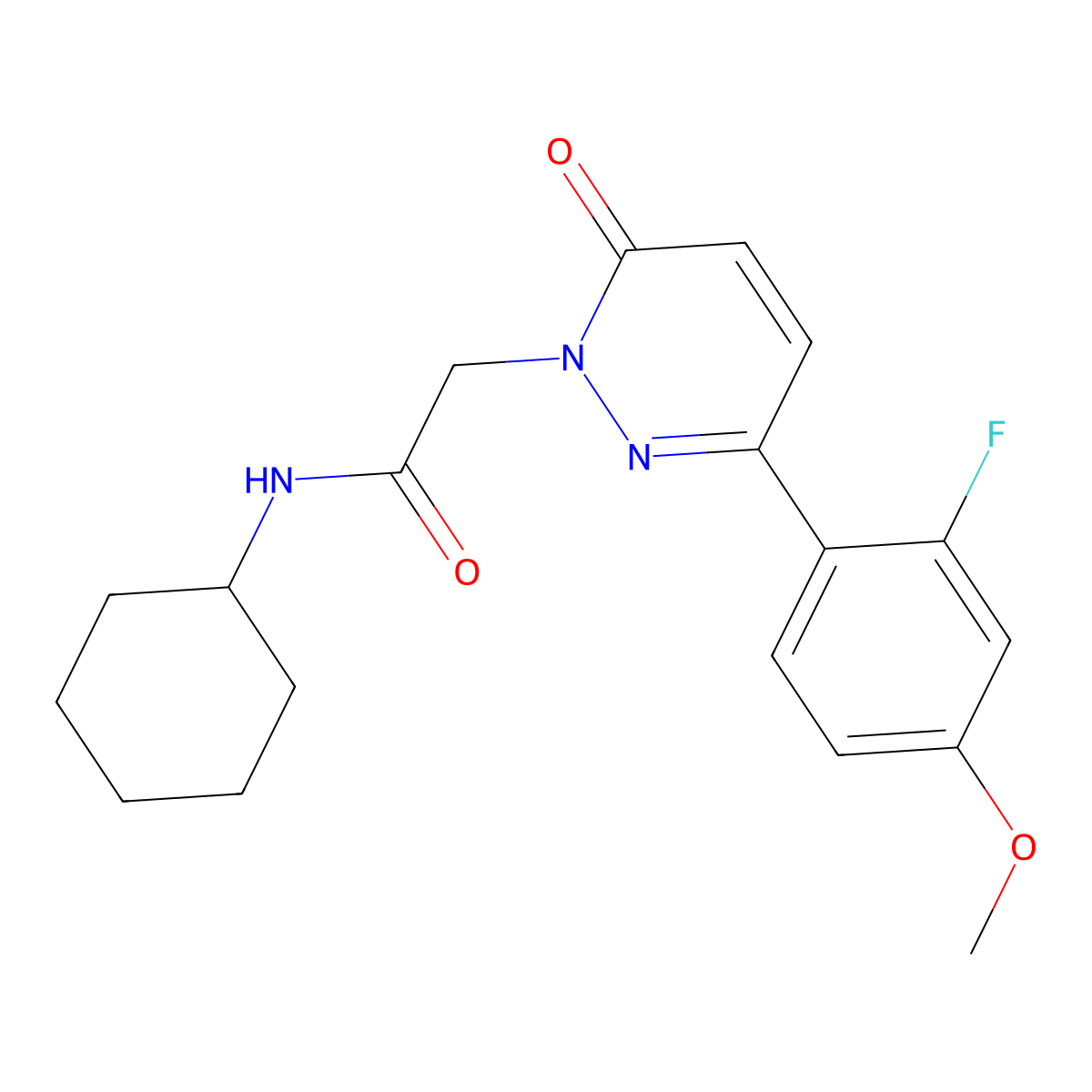 N-cyclohexyl-2-[3-(2-fluoro-4-methoxyphenyl)-6-oxopyridazin-1(6H)-yl]acetamide molecular structure, CAS 1232781-17-7