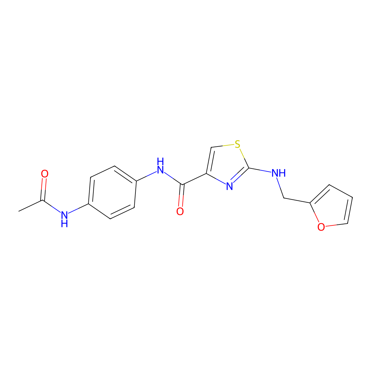 N-[4-(acetylamino)phenyl]-2-[(2-furylmethyl)amino]-1,3-thiazole-4-carboxamide molecular structure, CAS 1232781-74-6