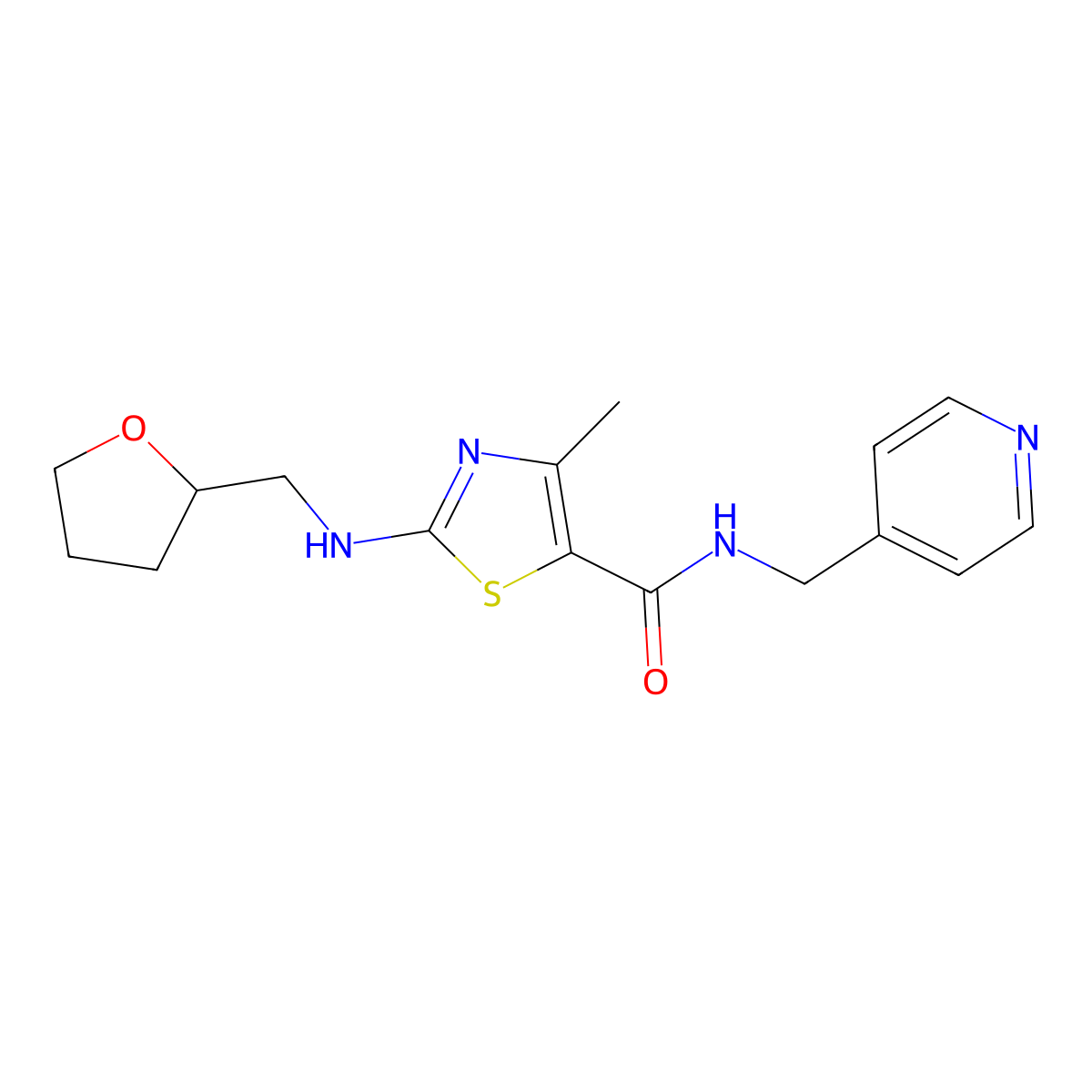 4-methyl-N-(pyridin-4-ylmethyl)-2-[(tetrahydrofuran-2-ylmethyl)amino]-1,3-thiazole-5-carboxamide molecular structure, CAS 1232782-10-3