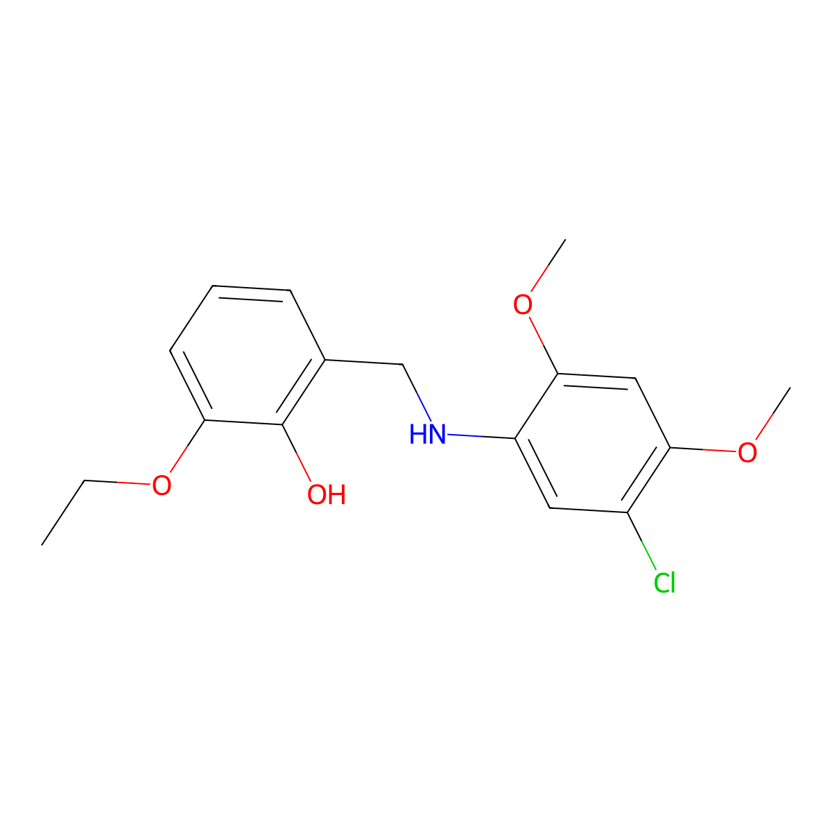 2-{[(5-Chloro-2,4-dimethoxyphenyl)amino]methyl}-6-ethoxyphenol molecular structure, CAS 1232782-30-7