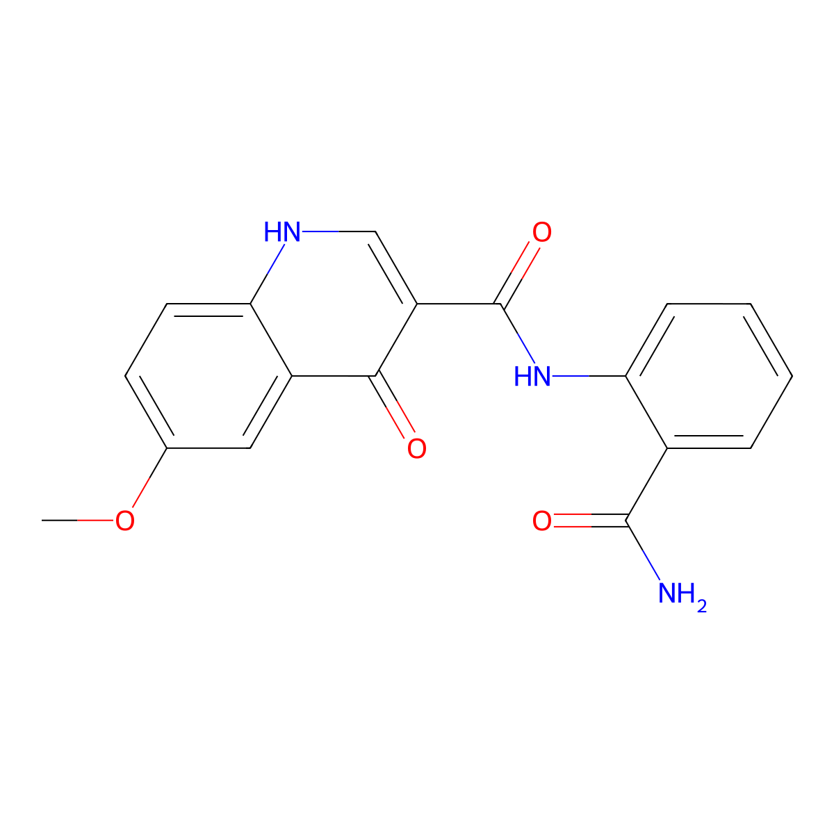 N-(2-carbamoylphenyl)-4-hydroxy-6-methoxyquinoline-3-carboxamide molecular structure, CAS 1232782-46-5