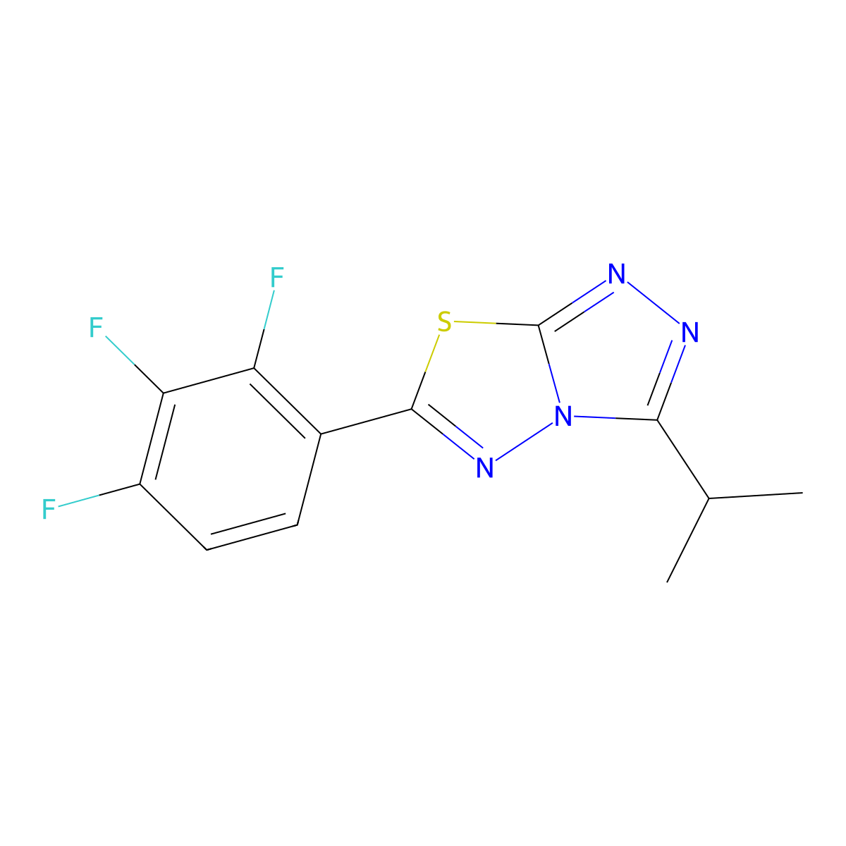 3-Isopropyl-6-(2,3,4-trifluorophenyl)-[1,2,4]triazolo[3,4-b][1,3,4]thiadiazole molecular structure, CAS 1232782-54-5
