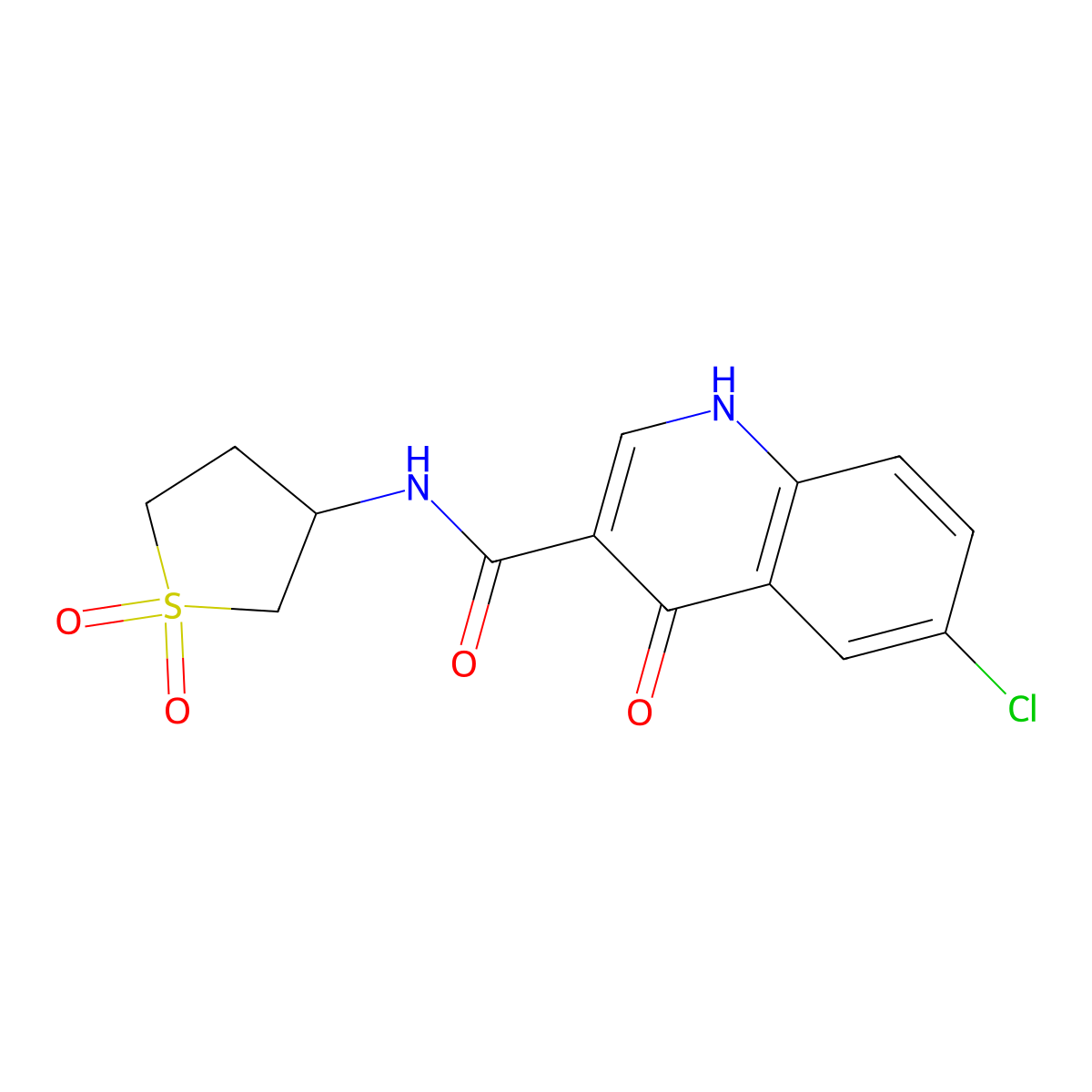6-chloro-N-(1,1-dioxidotetrahydrothiophen-3-yl)-4-hydroxyquinoline-3-carboxamide molecular structure, CAS 1232782-61-4