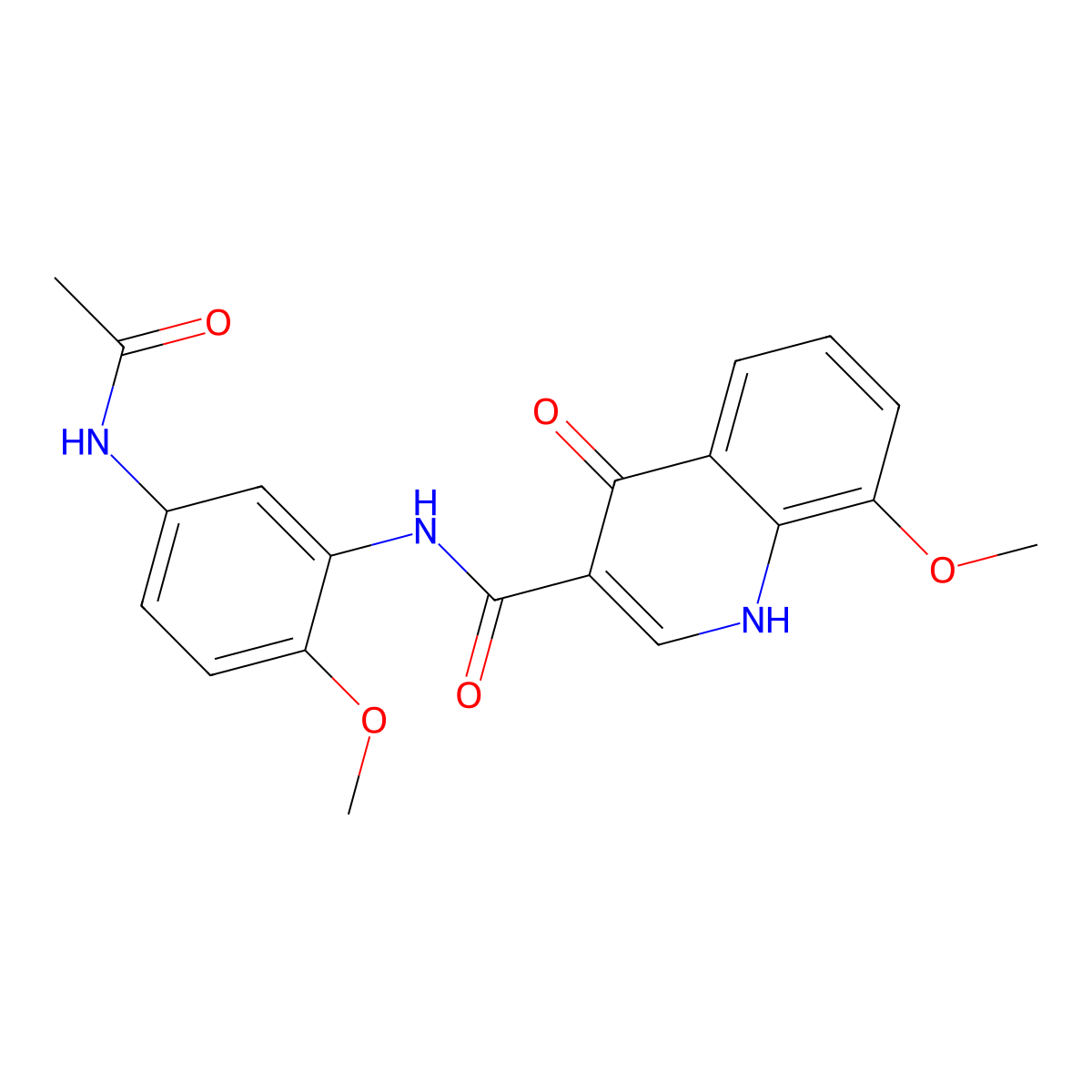 N-[5-(acetylamino)-2-methoxyphenyl]-8-methoxy-4-oxo-1,4-dihydroquinoline-3-carboxamide molecular structure, CAS 1232782-64-7