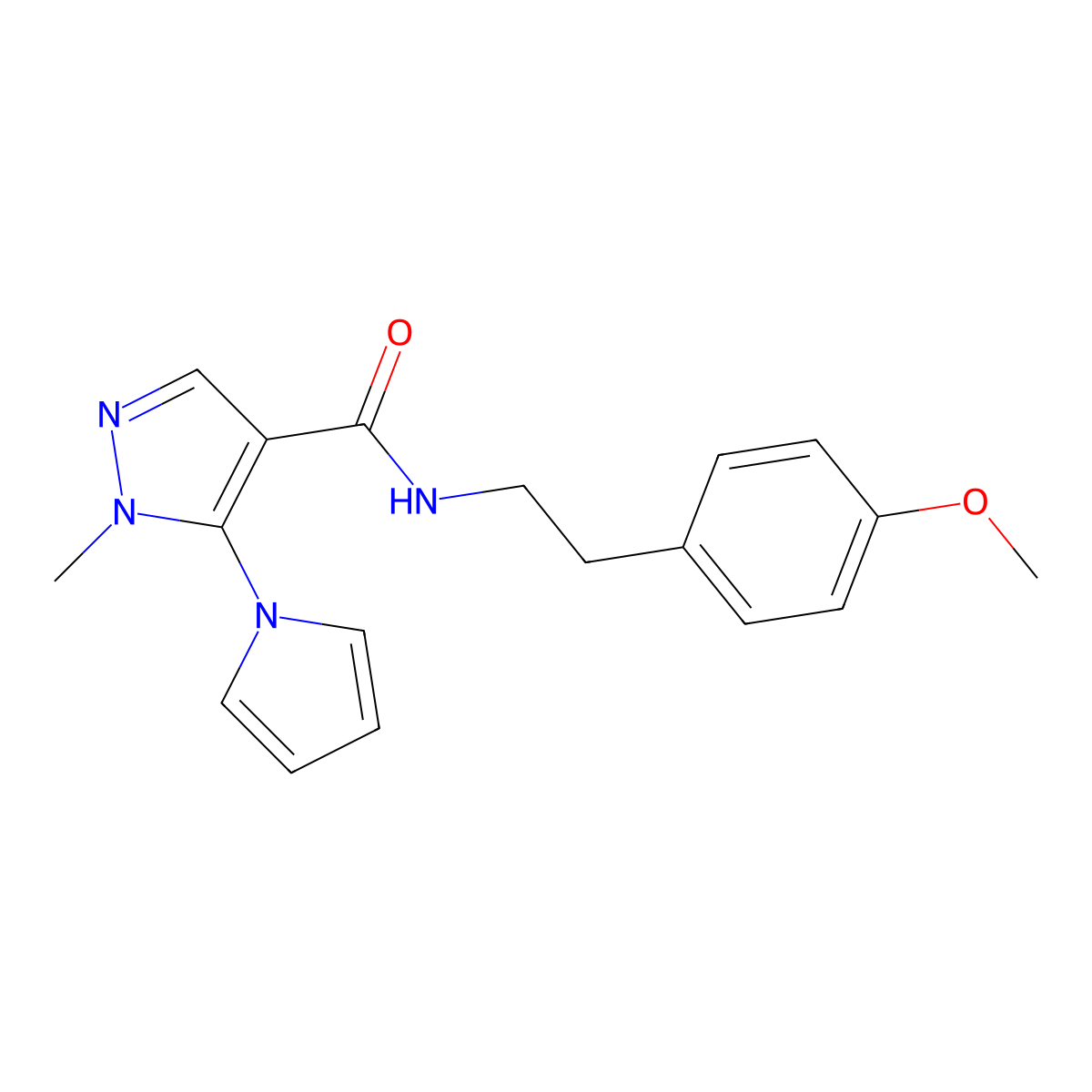 N-[2-(4-methoxyphenyl)ethyl]-1-methyl-5-(1H-pyrrol-1-yl)-1H-pyrazole-4-carboxamide molecular structure, CAS 1232782-76-1