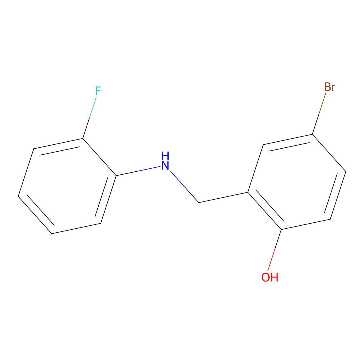 4-Bromo-2-{[(2-fluorophenyl)amino]methyl}phenol molecular structure, CAS 1232782-90-9