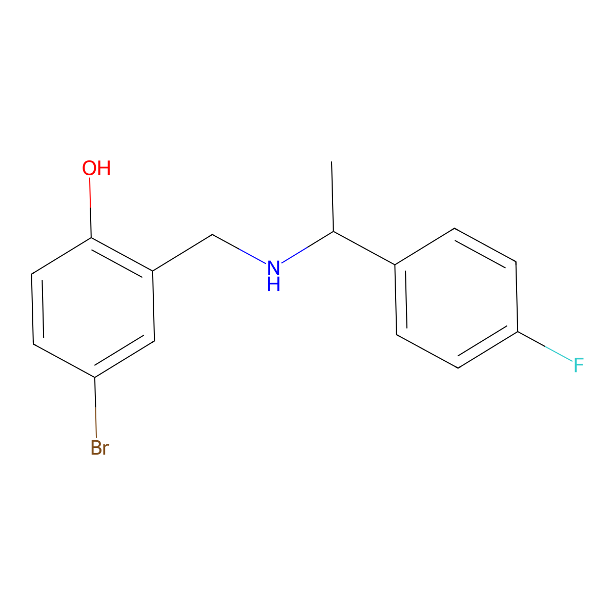4-Bromo-2-({[1-(4-fluorophenyl)ethyl]amino}methyl)phenol molecular structure, CAS 1232782-92-1