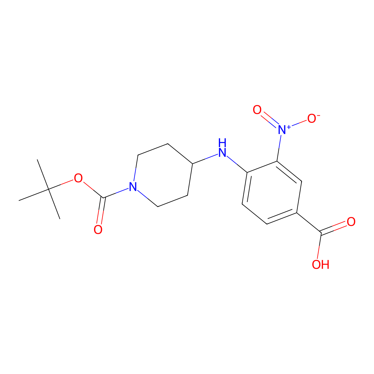 4-{[1-(Tert-butoxycarbonyl)piperidin-4-yl]amino}-3-nitrobenzoic acid molecular structure, CAS 1232783-25-3