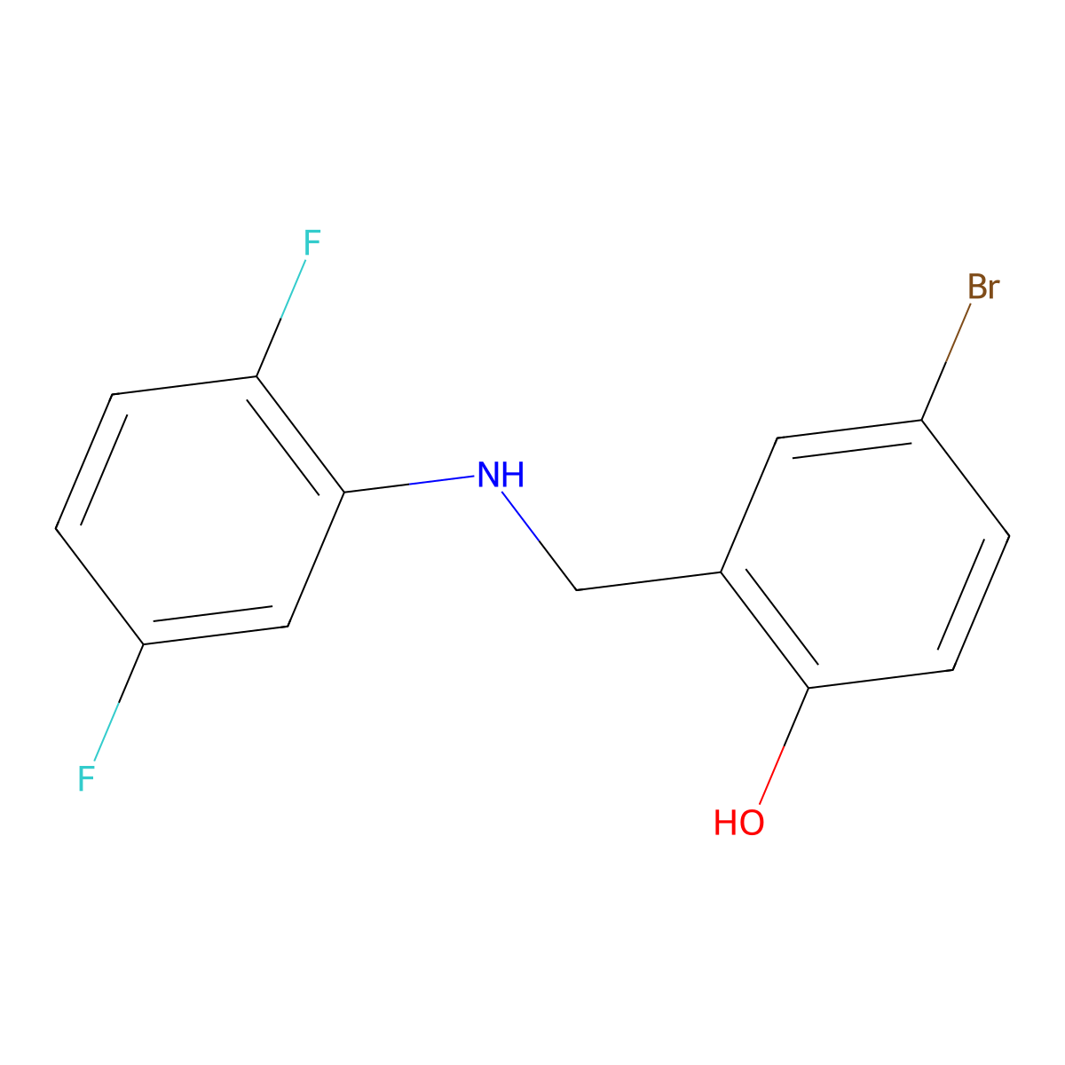 4-Bromo-2-{[(2,5-difluorophenyl)amino]methyl}phenol molecular structure, CAS 1232784-27-8