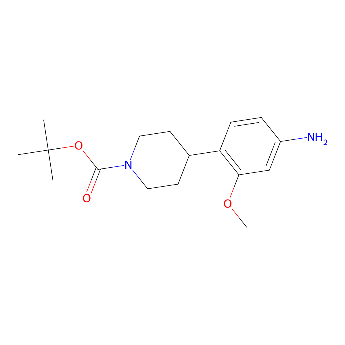 Tert-butyl 4-(4-amino-2-methoxyphenyl)piperidine-1-carboxylate molecular structure, CAS 1232784-33-6