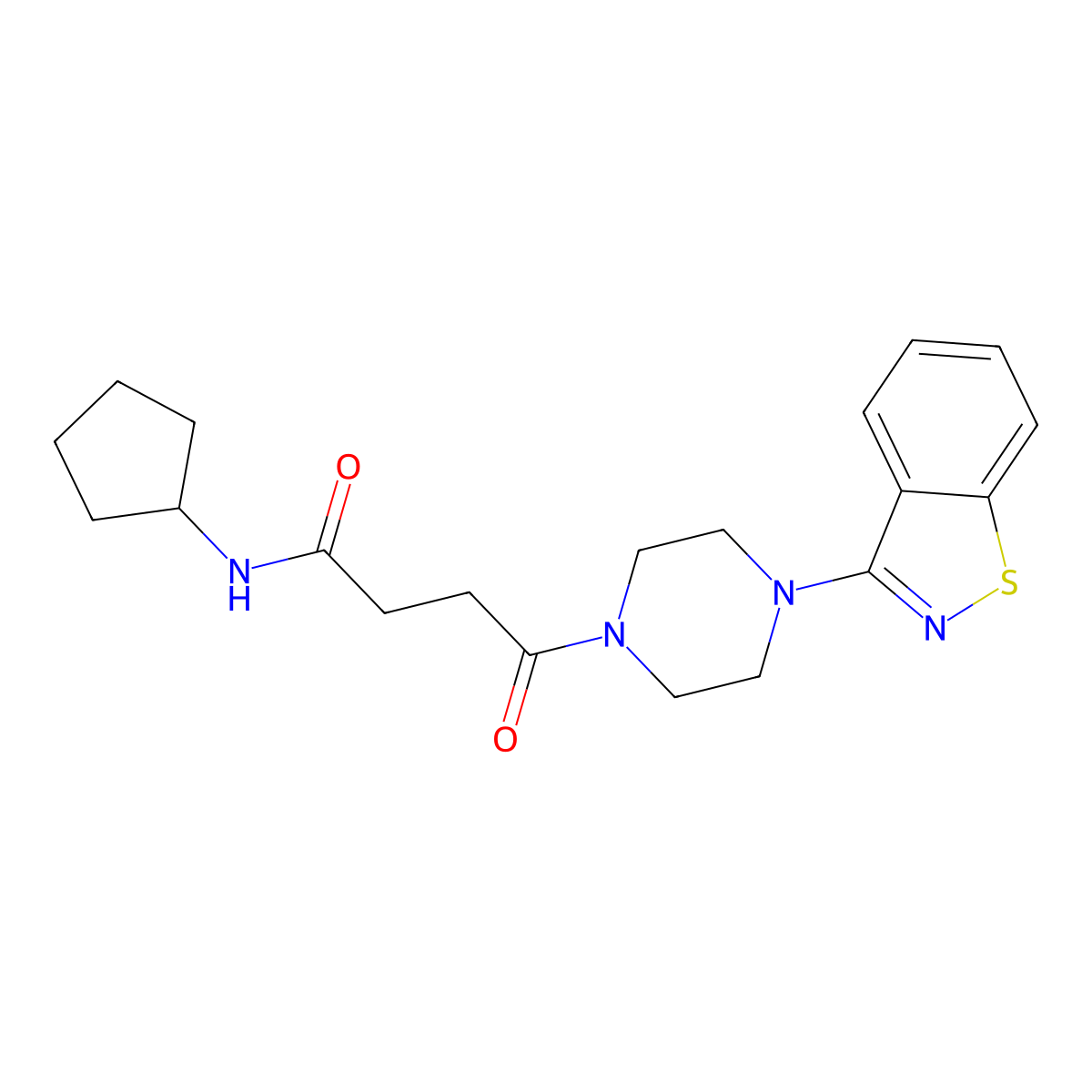 4-[4-(1,2-benzisothiazol-3-yl)piperazino]-N~1~-cyclopentyl-4-oxobutanamide molecular structure, CAS 1232784-34-7