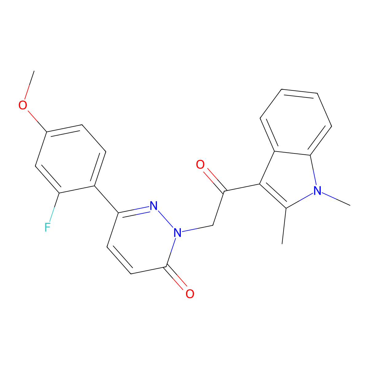 2-[2-(1,2-dimethyl-1H-indol-3-yl)-2-oxoethyl]-6-(2-fluoro-4-methoxyphenyl)pyridazin-3(2H)-one molecular structure, CAS 1232784-35-8