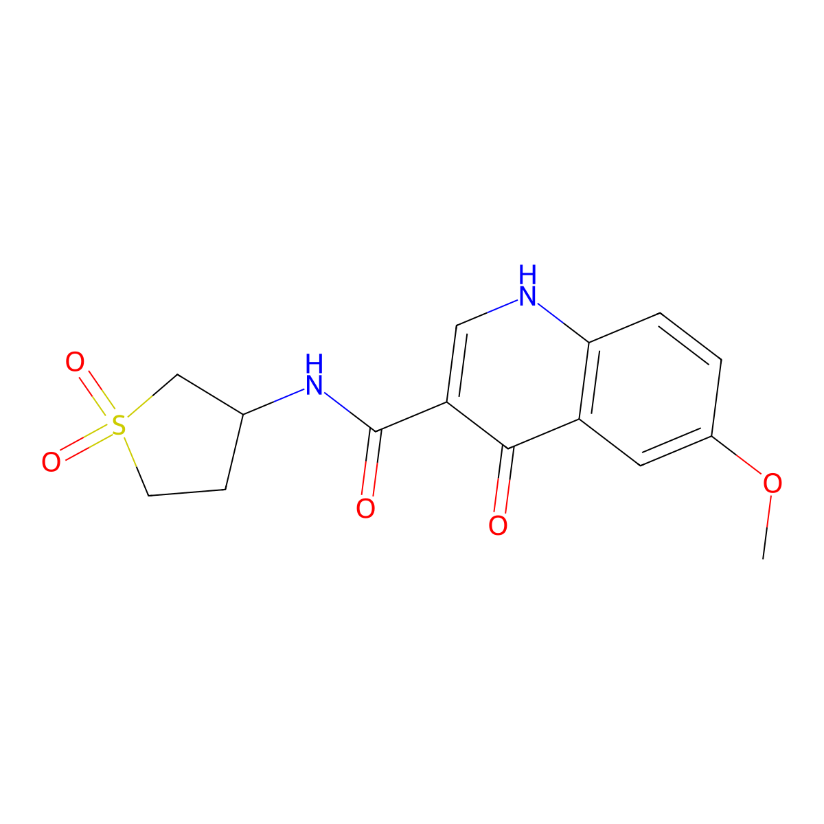 N-(1,1-dioxidotetrahydrothiophen-3-yl)-4-hydroxy-6-methoxyquinoline-3-carboxamide molecular structure, CAS 1232784-98-3