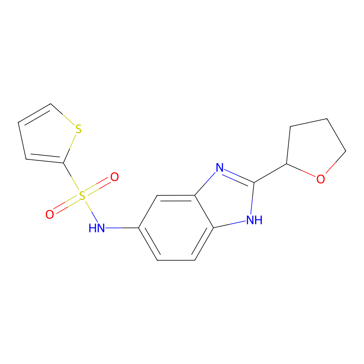 N-[2-(tetrahydrofuran-2-yl)-1H-benzimidazol-5-yl]thiophene-2-sulfonamide molecular structure, CAS 1232785-03-3