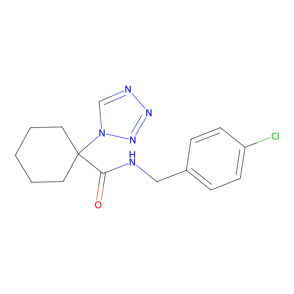 N-(4-chlorobenzyl)-1-(1H-tetrazol-1-yl)cyclohexanecarboxamide molecular structure, CAS 1232785-15-7