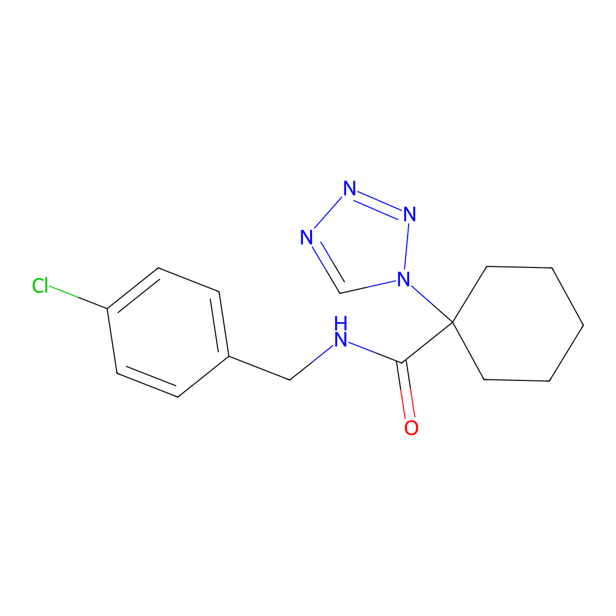 N-(4-chlorobenzyl)-1-(1H-tetrazol-1-yl)cyclohexanecarboxamide molecular structure, CAS 1232785-15-7
