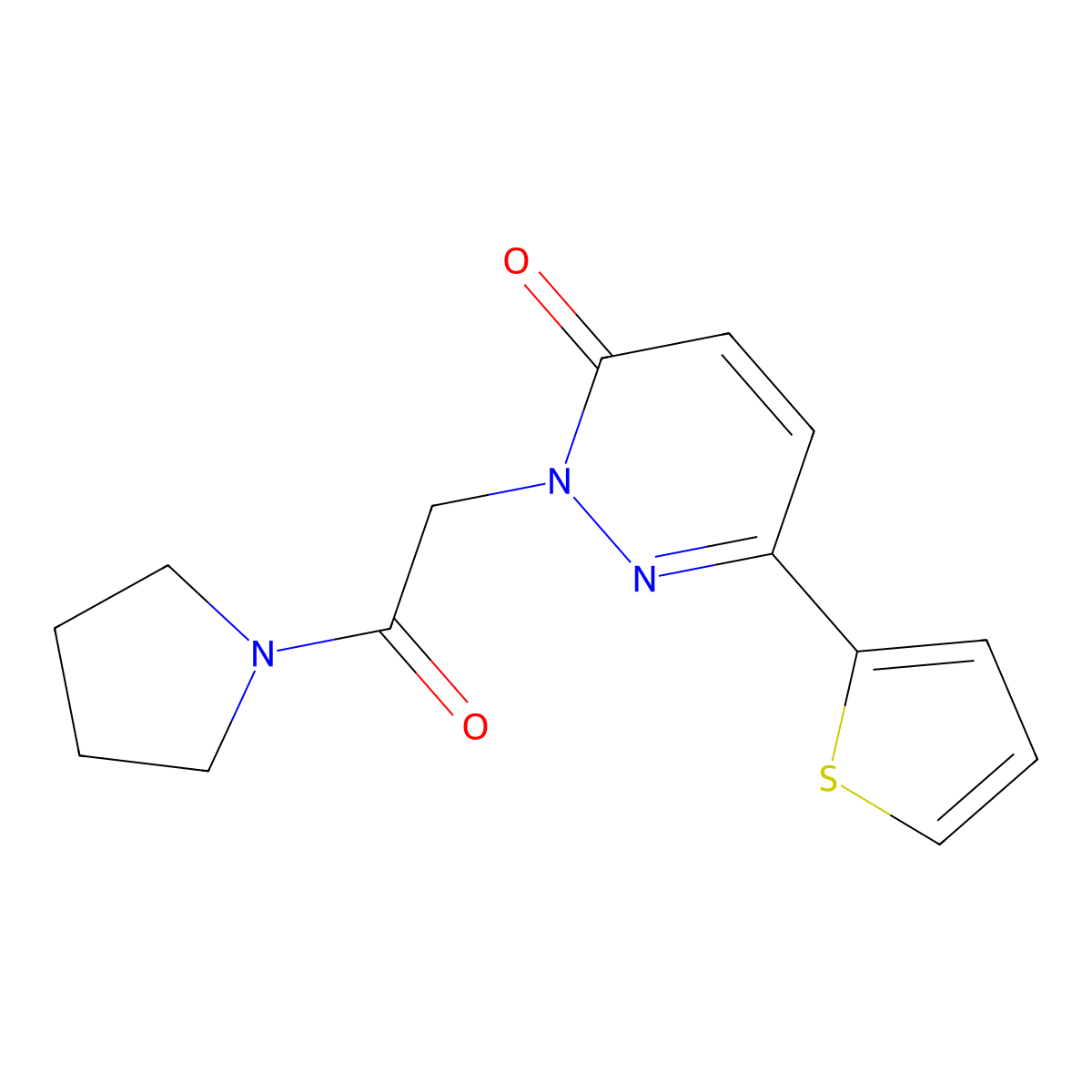 2-[2-oxo-2-(1-pyrrolidinyl)ethyl]-6-(2-thienyl)-3(2H)-pyridazinone molecular structure, CAS 1232785-59-9