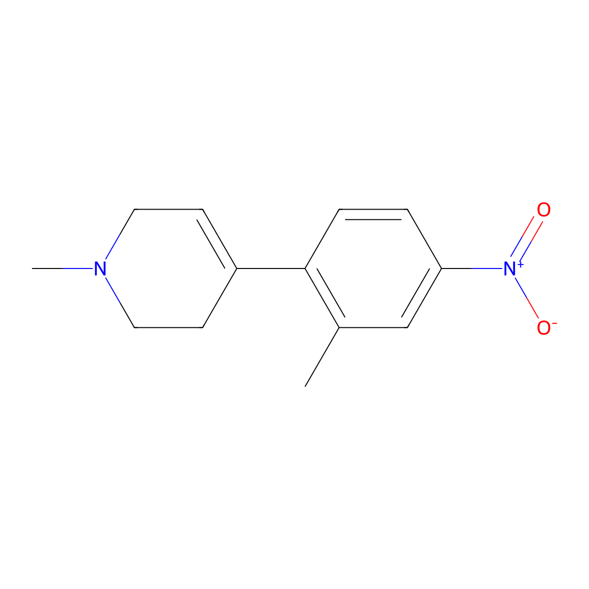 1-Methyl-4-(2-methyl-4-nitrophenyl)-1,2,3,6-tetrahydropyridine molecular structure, CAS 1232785-65-7