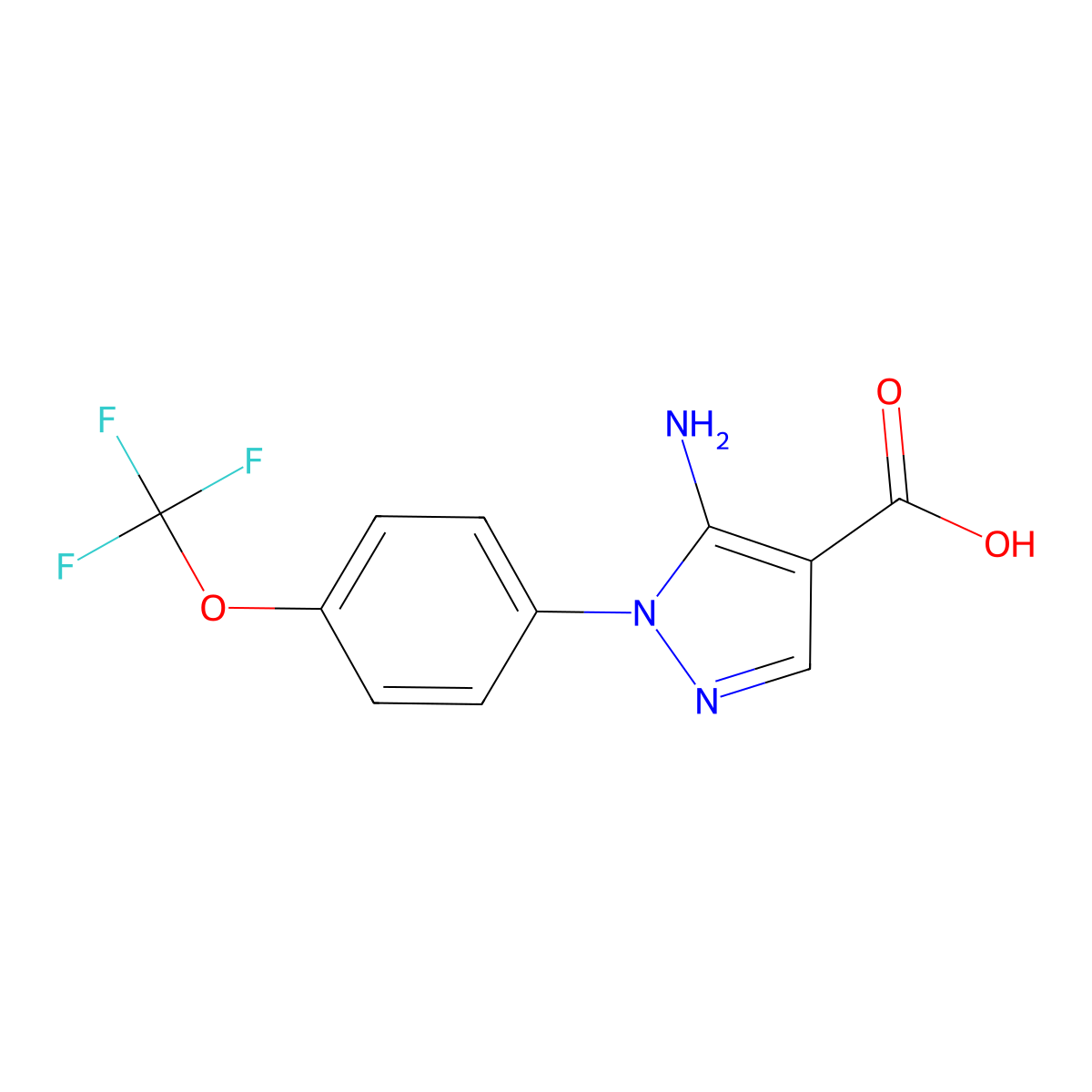 5-amino-1-[4-(trifluoromethoxy)phenyl]-1H-pyrazole-4-carboxylic acid molecular structure, CAS 1232785-83-9