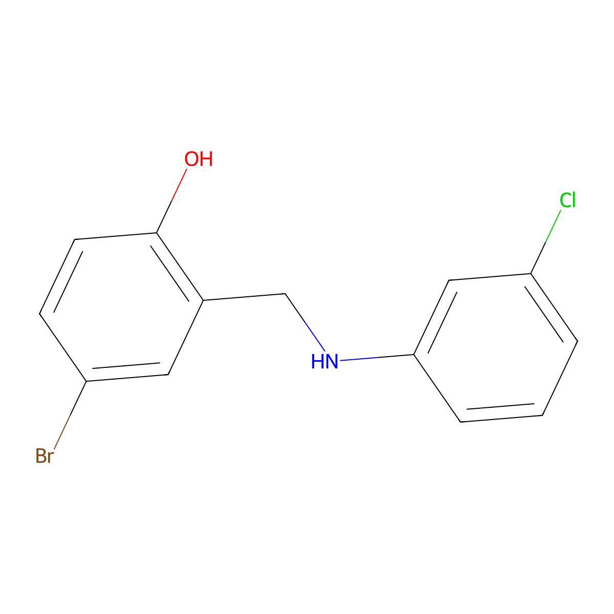 4-Bromo-2-{[(3-chlorophenyl)amino]methyl}phenol molecular structure, CAS 1232785-94-2