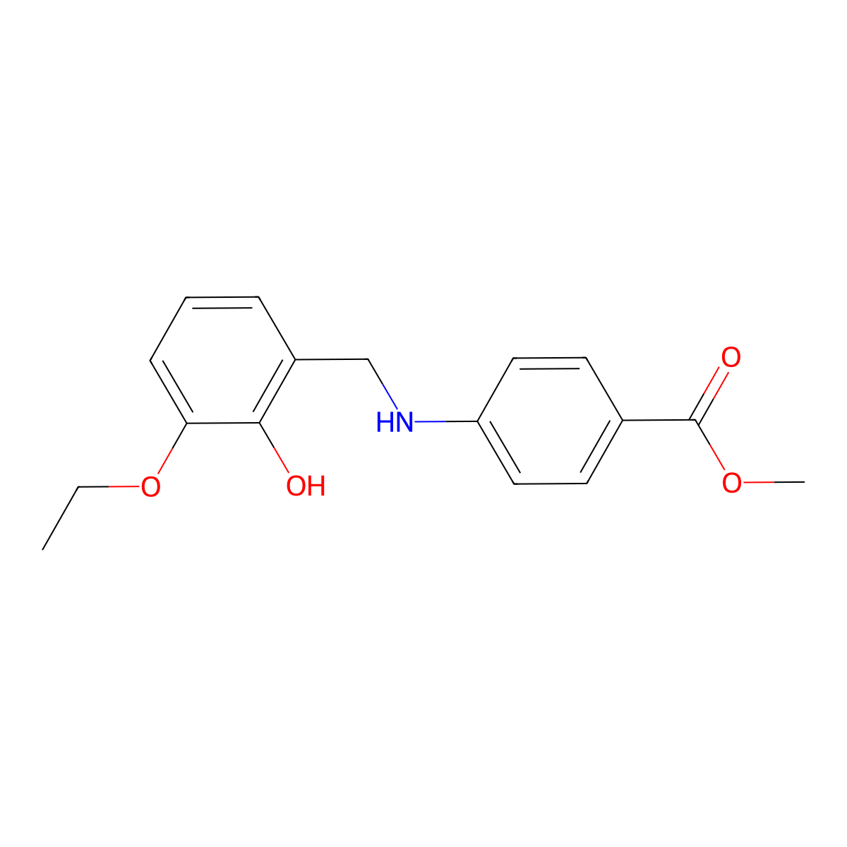 Methyl 4-[(3-ethoxy-2-hydroxybenzyl)amino]benzoate molecular structure, CAS 1232786-16-1