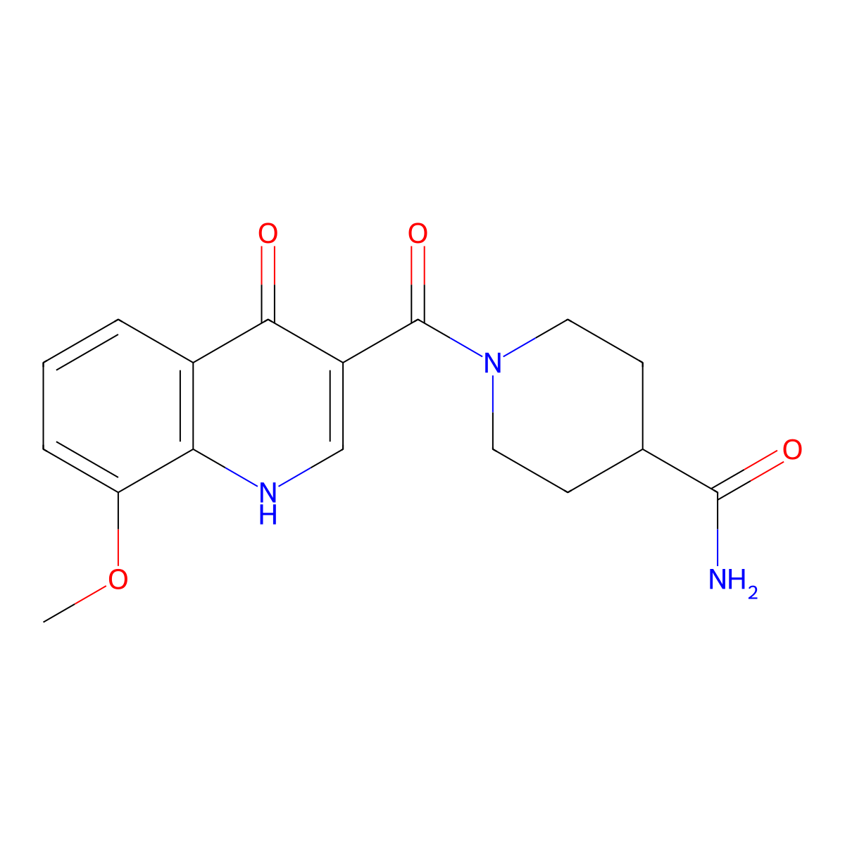 1-[(4-Hydroxy-8-methoxyquinolin-3-yl)carbonyl]piperidine-4-carboxamide molecular structure, CAS 1232786-74-1