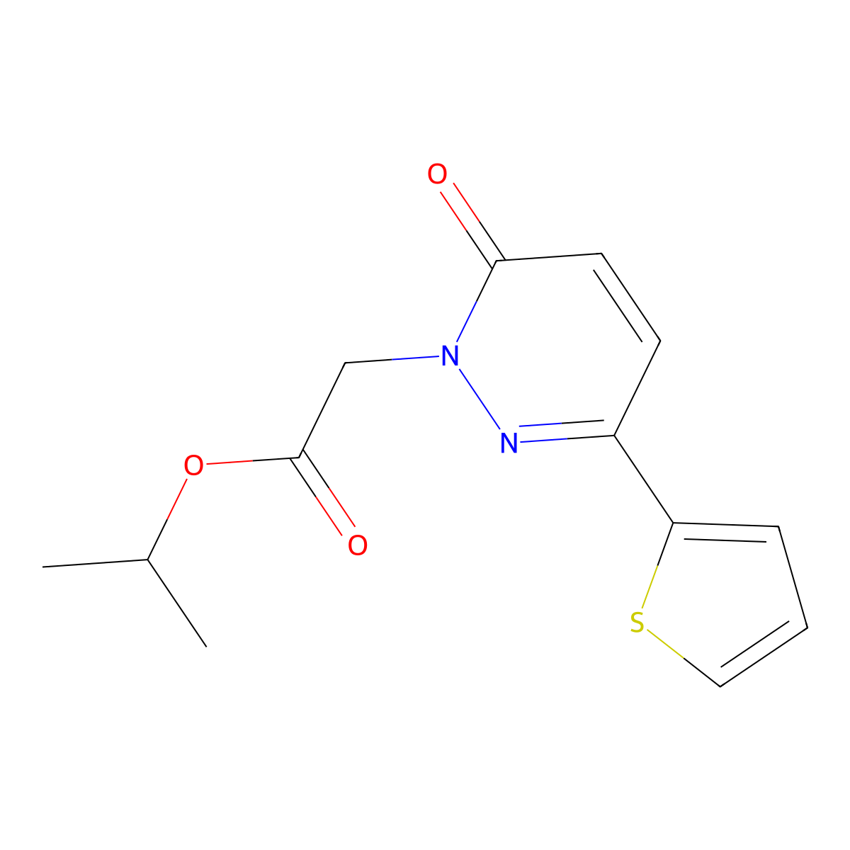 propan-2-yl [6-oxo-3-(thiophen-2-yl)pyridazin-1(6H)-yl]acetate molecular structure, CAS 1232787-04-0