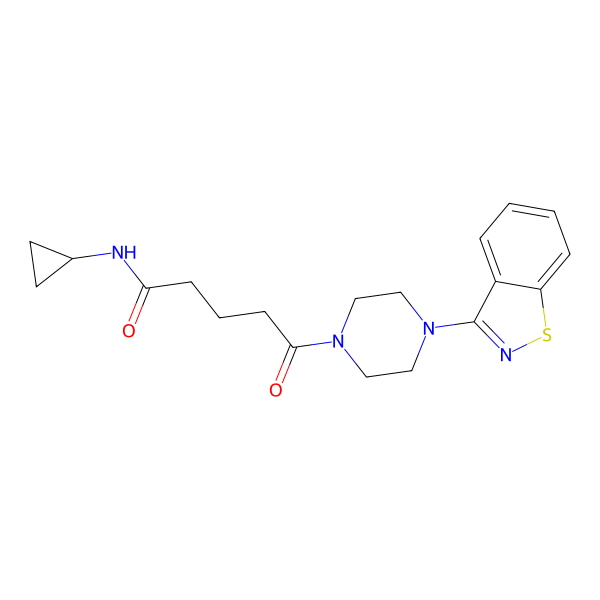 5-[4-(1,2-benzisothiazol-3-yl)piperazino]-N~1~-cyclopropyl-5-oxopentanamide molecular structure, CAS 1232787-46-0