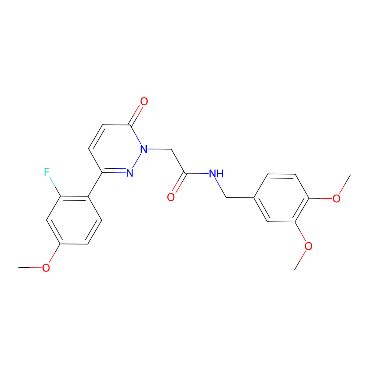 N-(3,4-dimethoxybenzyl)-2-[3-(2-fluoro-4-methoxyphenyl)-6-oxopyridazin-1(6H)-yl]acetamide molecular structure, CAS 1232787-64-2