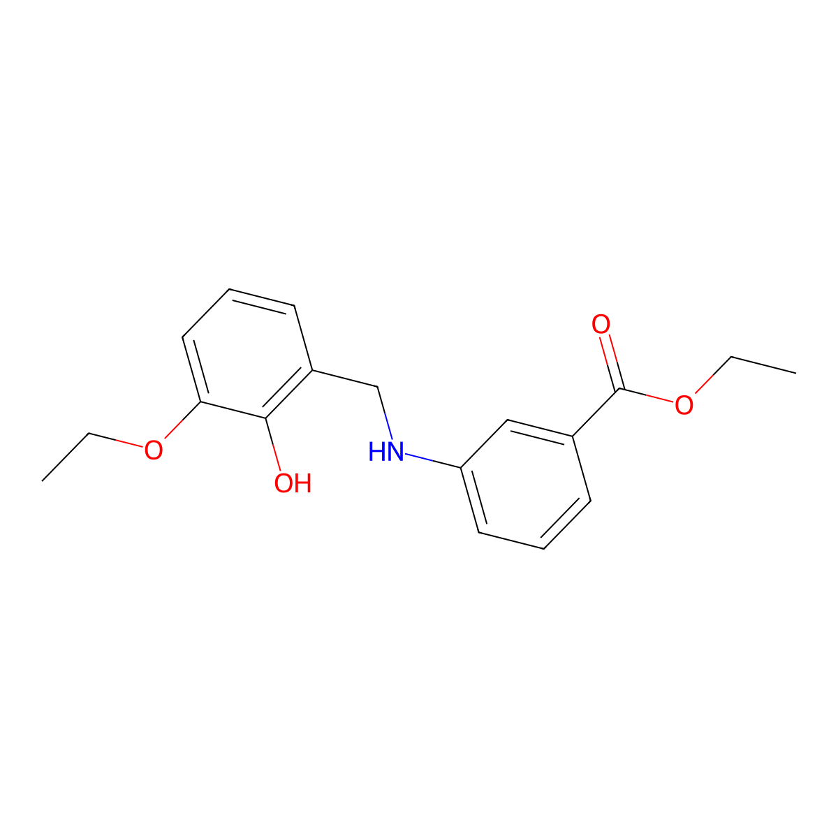 Ethyl 3-[(3-ethoxy-2-hydroxybenzyl)amino]benzoate molecular structure, CAS 1232787-67-5