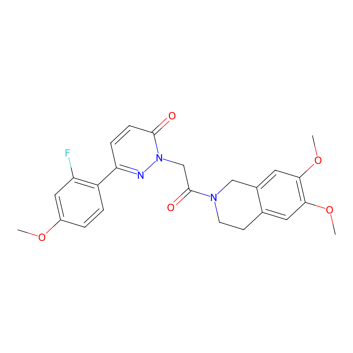 2-[2-(6,7-dimethoxy-3,4-dihydroisoquinolin-2(1H)-yl)-2-oxoethyl]-6-(2-fluoro-4-methoxyphenyl)pyridazin-3(2H)-one molecular structure, CAS 1232787-76-6