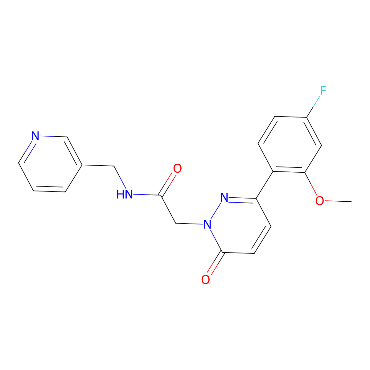 2-[3-(4-fluoro-2-methoxyphenyl)-6-oxo-1(6H)-pyridazinyl]-N~1~-(3-pyridylmethyl)acetamide molecular structure, CAS 1232787-83-5