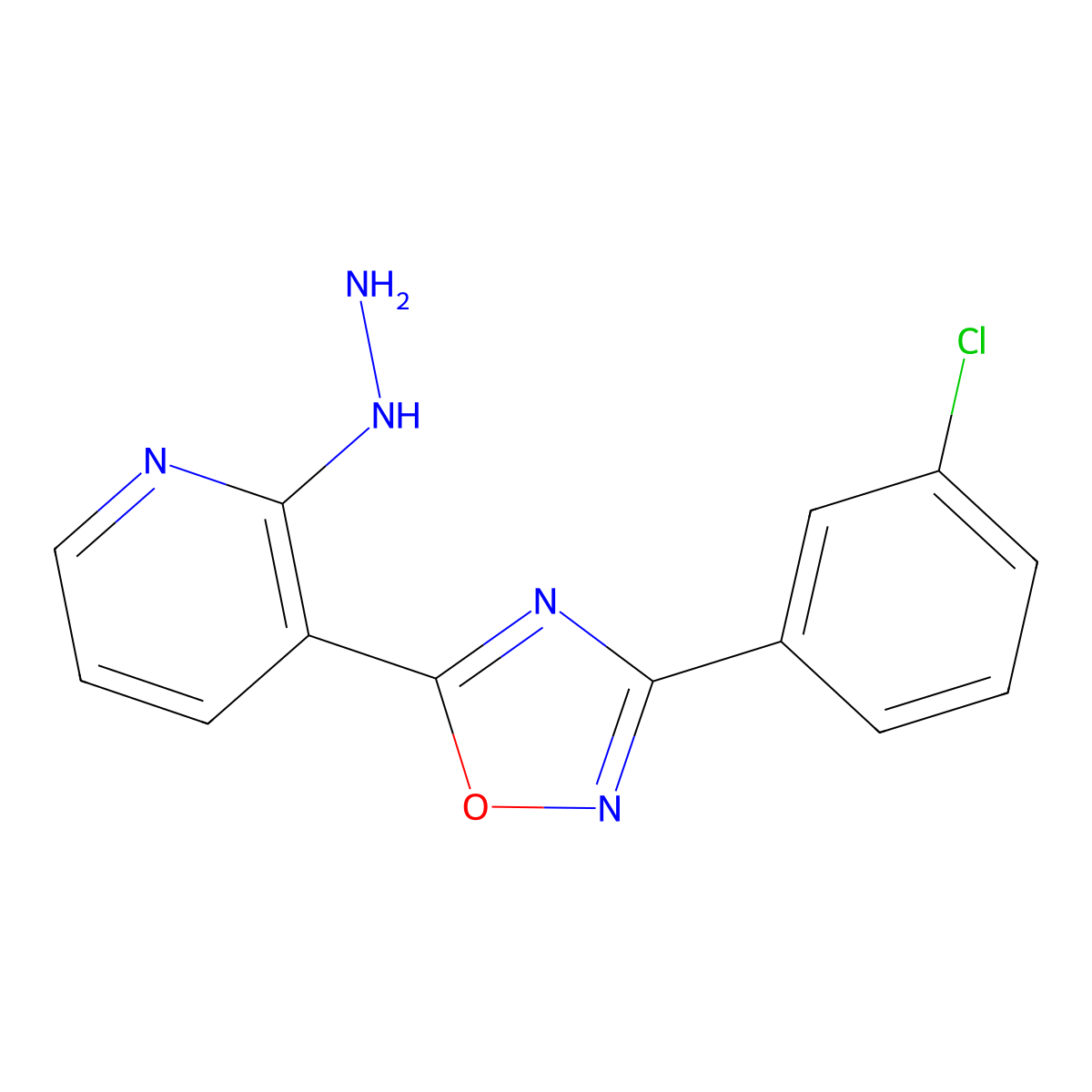 3-[3-(3-Chlorophenyl)-1,2,4-oxadiazol-5-yl]-2-hydrazinylpyridine molecular structure, CAS 1232788-06-5