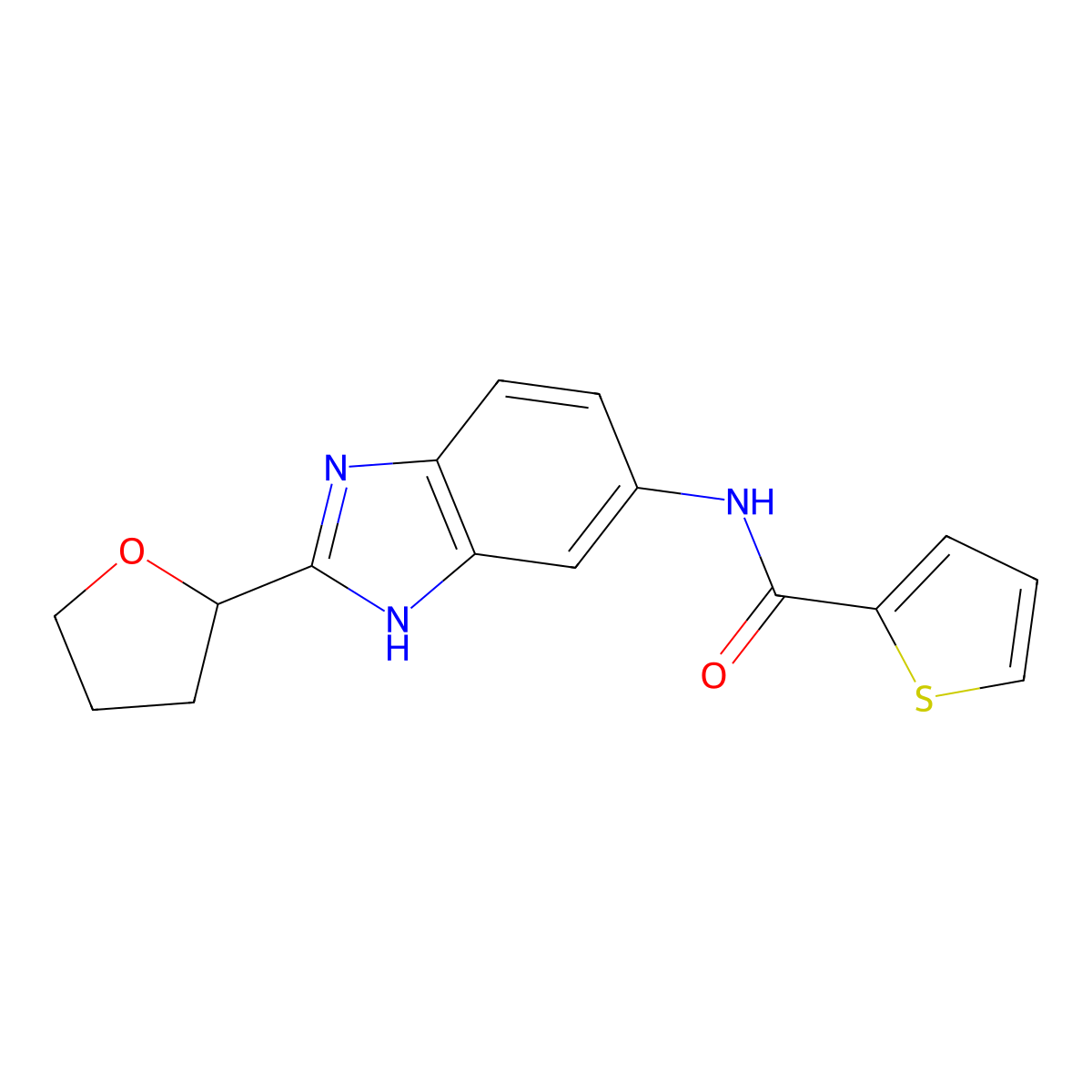 N-[2-(tetrahydrofuran-2-yl)-1H-benzimidazol-5-yl]thiophene-2-carboxamide molecular structure, CAS 1232788-11-2