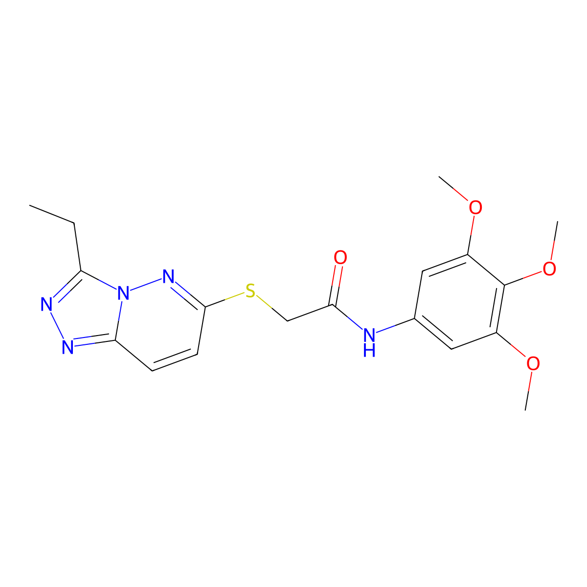 2-[(3-ethyl[1,2,4]triazolo[4,3-b]pyridazin-6-yl)sulfanyl]-N-(3,4,5-trimethoxyphenyl)acetamide molecular structure, CAS 1232788-18-9