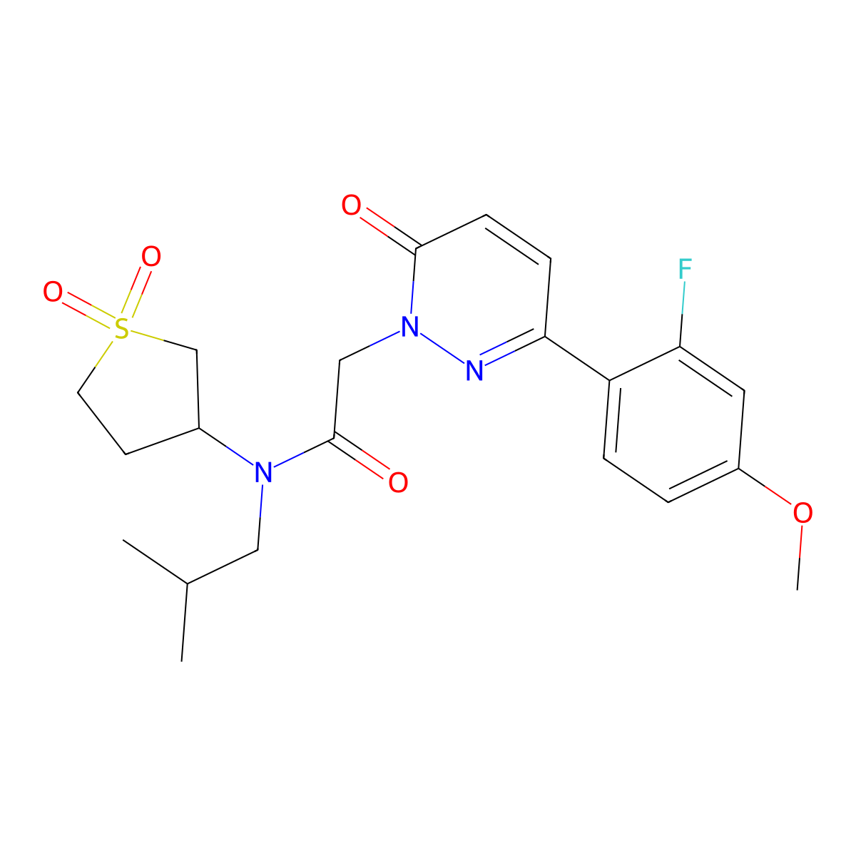 N-(1,1-dioxidotetrahydrothiophen-3-yl)-2-[3-(2-fluoro-4-methoxyphenyl)-6-oxopyridazin-1(6H)-yl]-N-(2-methylpropyl)acetamide molecular structure, CAS 1232788-30-5
