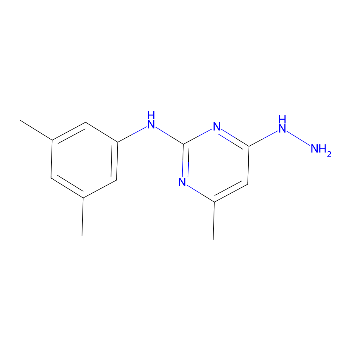 N-(3,5-dimethylphenyl)-4-hydrazinyl-6-methylpyrimidin-2-amine molecular structure, CAS 1232788-56-5