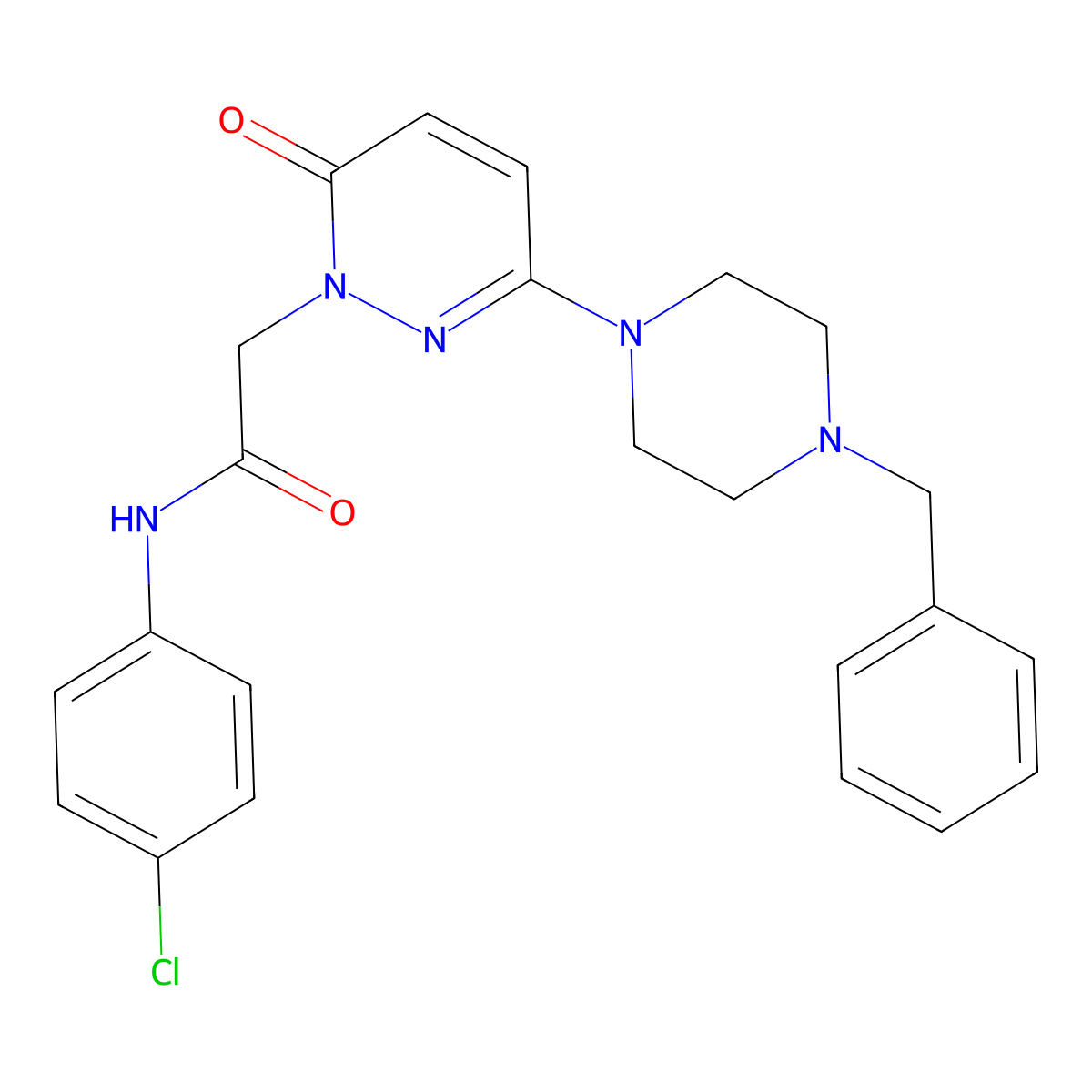 2-(3-(4-benzylpiperazin-1-yl)-6-oxopyridazin-1(6H)-yl)-N-(4-chlorophenyl)acetamide molecular structure, CAS 1232788-66-7