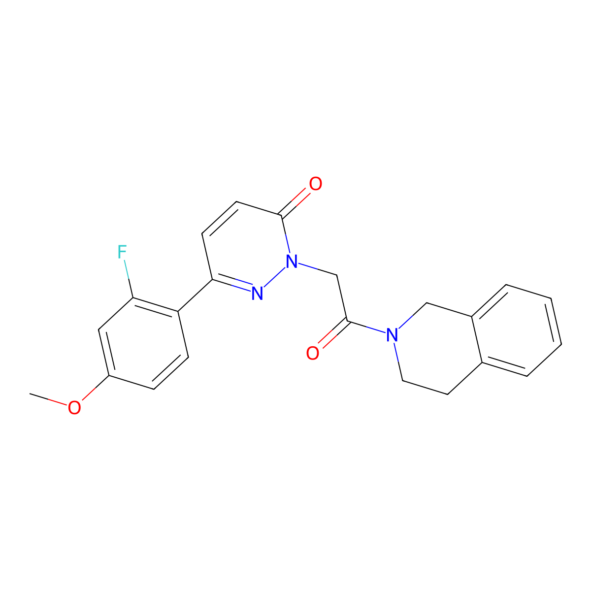 2-[2-(3,4-dihydroisoquinolin-2(1H)-yl)-2-oxoethyl]-6-(2-fluoro-4-methoxyphenyl)pyridazin-3(2H)-one molecular structure, CAS 1232788-75-8