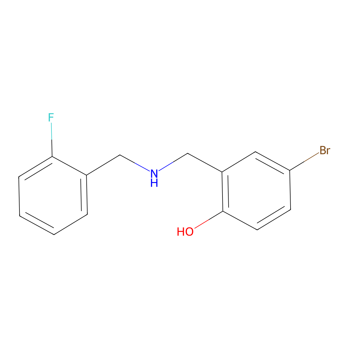 4-Bromo-2-{[(2-fluorobenzyl)amino]methyl}phenol molecular structure, CAS 1232788-88-3