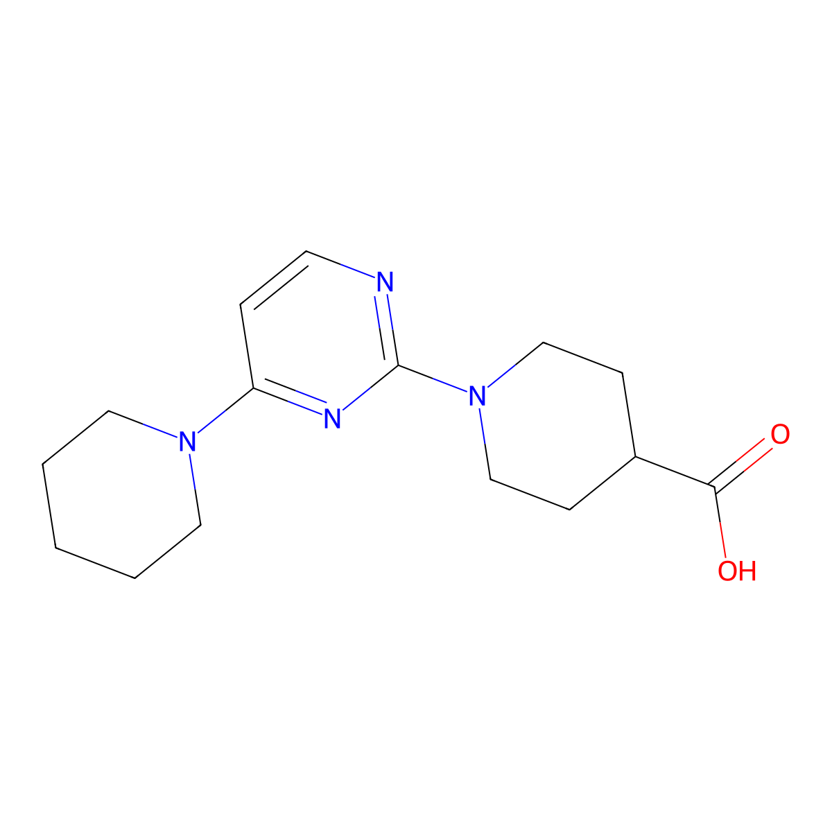 1-[4-(Piperidin-1-yl)pyrimidin-2-yl]piperidine-4-carboxylic acid molecular structure, CAS 1232789-19-3
