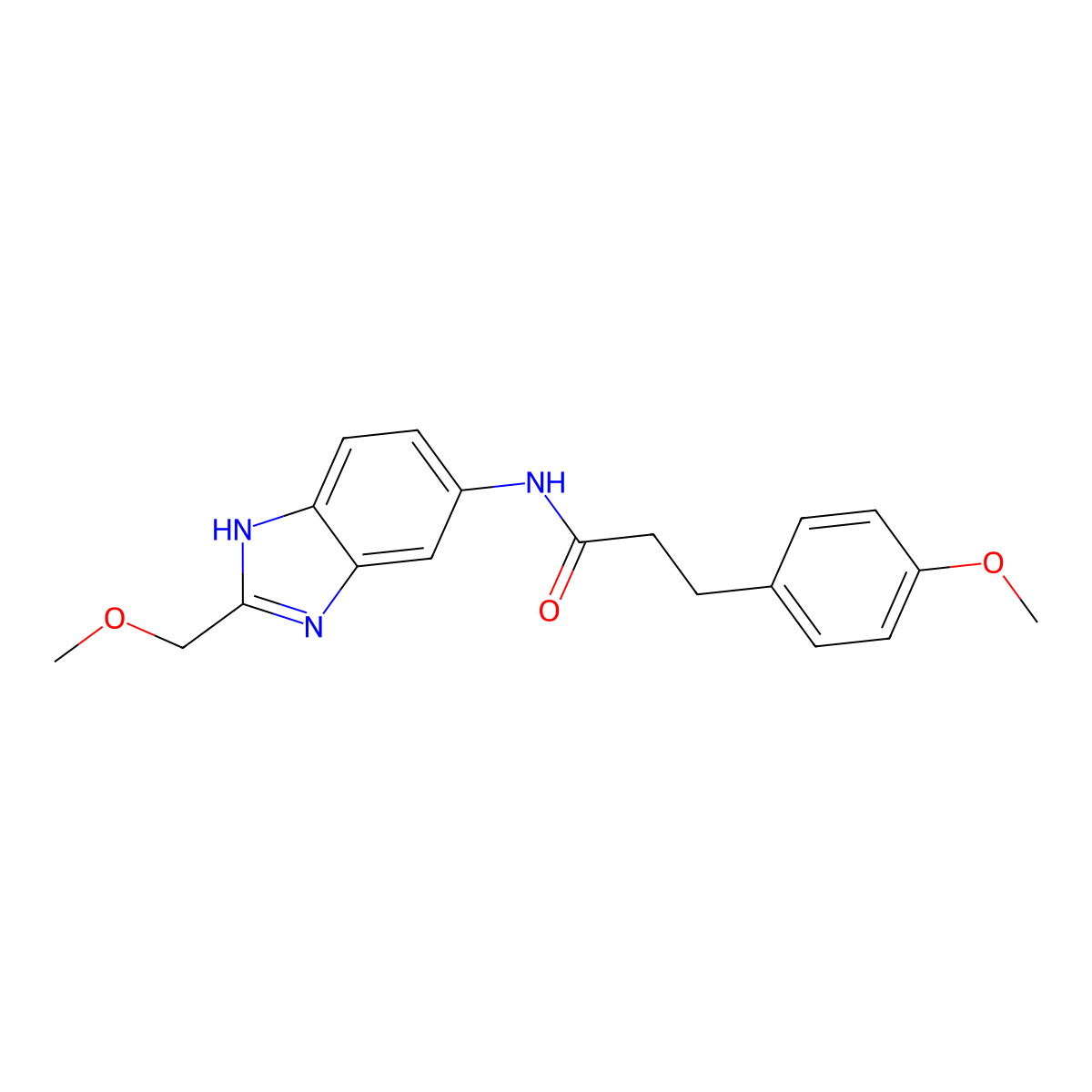 N-[2-(methoxymethyl)-1H-benzimidazol-5-yl]-3-(4-methoxyphenyl)propanamide molecular structure, CAS 1232789-20-6