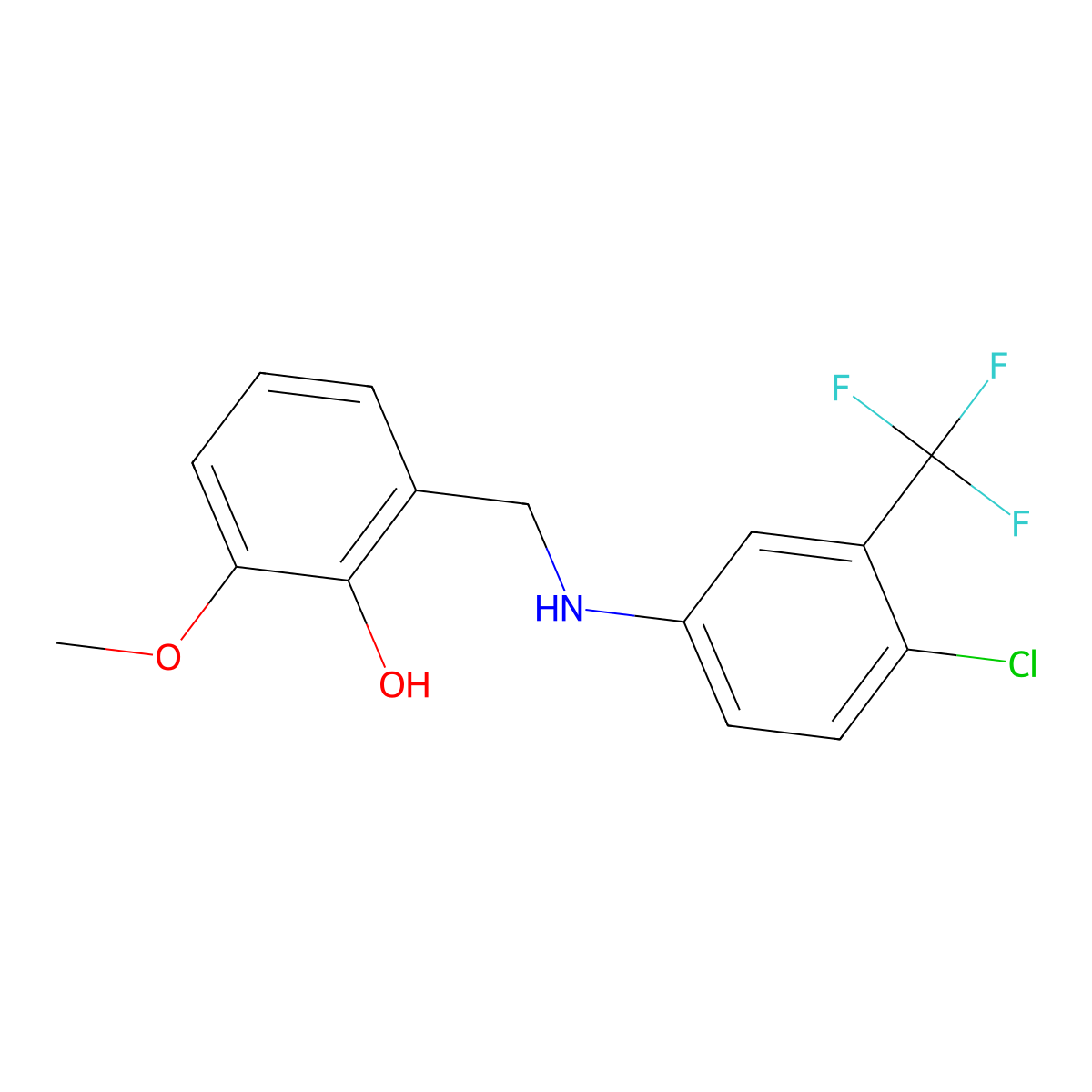 2-({[4-Chloro-3-(trifluoromethyl)phenyl]amino}methyl)-6-methoxyphenol molecular structure, CAS 1232789-47-7